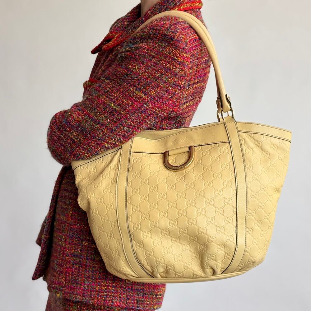 Gucci Abbey Tote - Guccissima Leather, Yellow, D-Ring Detail